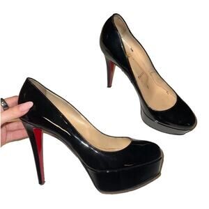 Authentic Christian Louboutin Bianca 120 Heels in Black Patent EU 38 US 7.5